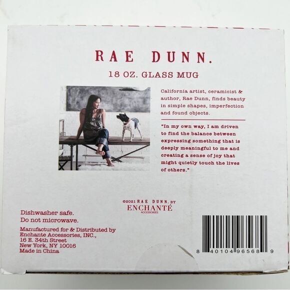 NEW Rae Dunn Jolly Glass Holiday Coffee Tea Large Capacity 18 Oz Mug by Enchante - Picture 3 of 4